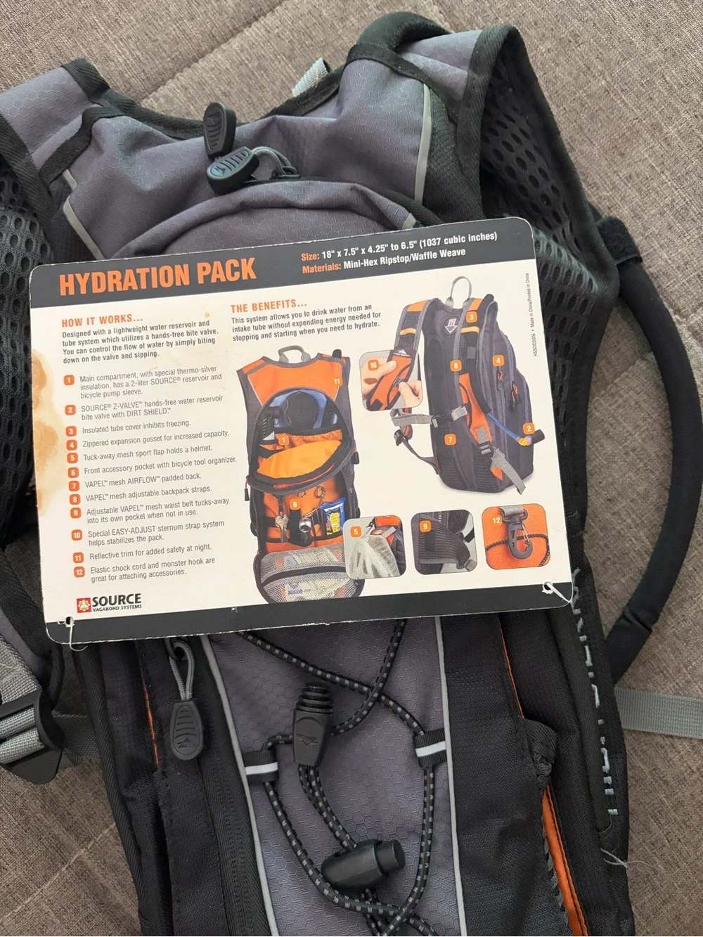 High Sierra Gray and Black Hydration Backpack
